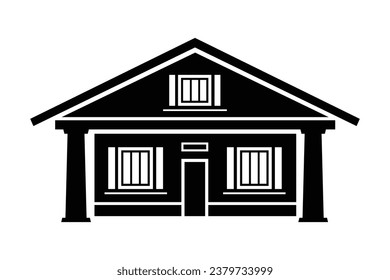 House silhouette. Silhouette of House in black and white colors. Hand Drawn House isolated on white background. vector illustration. Black silhouette House. Home icon. Home silhouette.