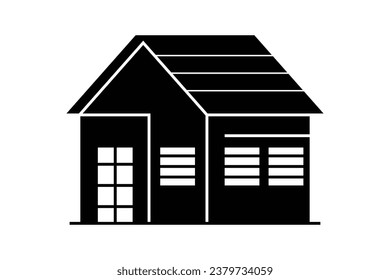 House silhouette. Silhouette of House in black and white colors. Hand Drawn House isolated on white background. vector illustration. Black silhouette House. Home icon. Home silhouette.