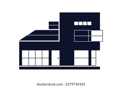 House silhouette. Silhouette of House in black and white colors. Hand Drawn House isolated on white background. vector illustration. Black silhouette House. Home icon. Home silhouette.