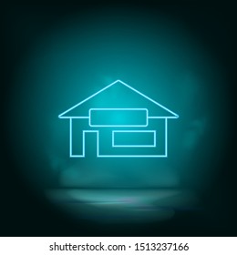 House silhouette blue neon vector icon. Simple element illustration from map and navigation concept. House silhouette blue neon vector icon. Real estate concept vector illustration.
