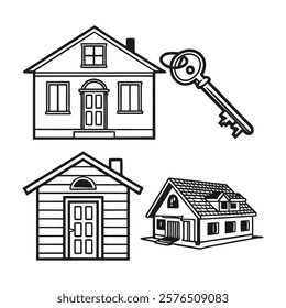 house silhouette, building, house and key