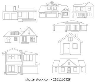 house silhouette collection set on white isolated background