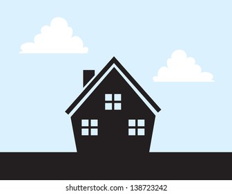 House Silhouette with cut out windows 