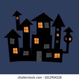 The house with silhouette in dark