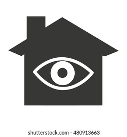 house silhouette with eye icon vector illustration design