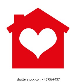 house silhouette heart isolated icon vector illustration design