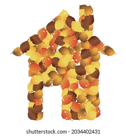 House silhouette illustration of dead leaves
