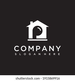 House Silhouette Logo Design And Letter P