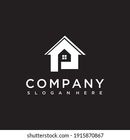 house silhouette logo design and letter P
