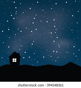 House silhouette in the night sky