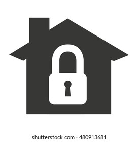 house silhouette with padlock icon vector illustration design