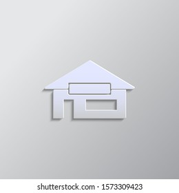 House silhouette paper style, vector icon. Grey color vector background