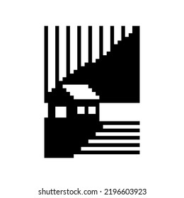 house silhouette pixel vector that can be used as a t-shirt design