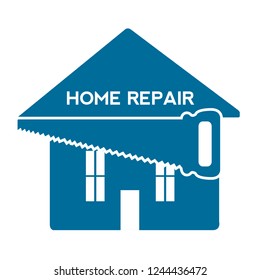 House silhouette with saw and text. Vector illustration design