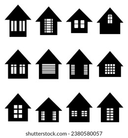 house silhouette simple icon set. flat style vector