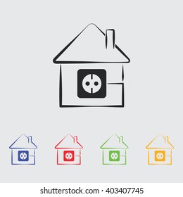 house silhouette and socket icon