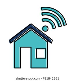 house silhouette with wifi signal