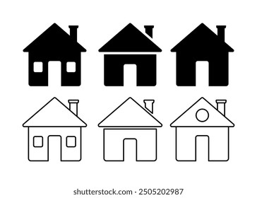 House simple black and white icon with editable stroke. Home web icon and symbol