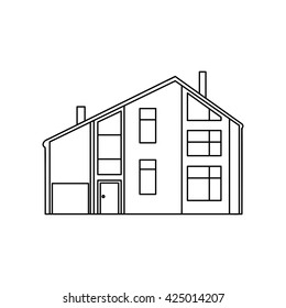 House. Simple building.Line. Drawing icon. Modern cottage. 