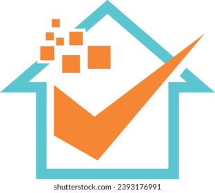house simple icon check logo