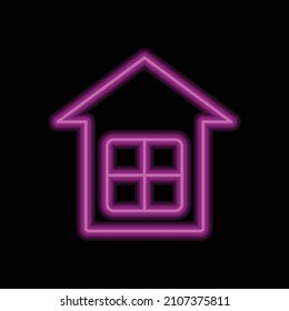 House simple icon. Flat desing. Purple neon on black background.ai