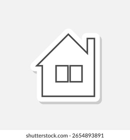 Casa simples ícone adesivo isolado no fundo cinza