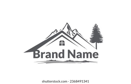 House Simple and unique line mountain with roof house image graphic icon logo design abstract concept vector stock. Can be used as symbol related to adventure or home (13)
