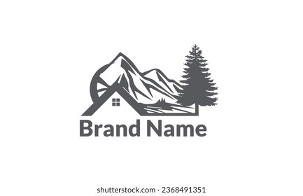 House Simple and unique line mountain with roof house image graphic icon logo design abstract concept vector stock. Can be used as symbol related to adventure or home (13)