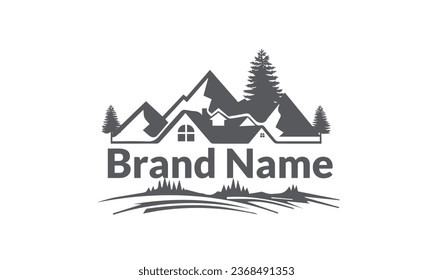 House Simple and unique line mountain with roof house image graphic icon logo design abstract concept vector stock. Can be used as symbol related to adventure or home (13)