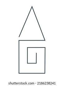 House is single continuous line. Minimalistic icon or logo. One line design. Geometric linear style. Real estate or architecture logo. Modern minimalistic icon. Flat vector illustration.