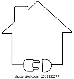 House single line art, continuous one line drawing of  Isolated outline vector art 