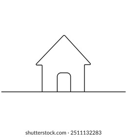 House single line art, continuous one line drawing of  Isolated outline vector art 
