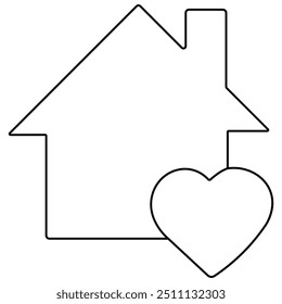 Arte de una sola línea de la casa, dibujo continuo de una línea de Arte vectorial de contorno aislado 