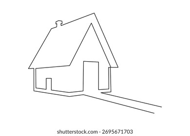 Casa de arte de uma linha contínua desenho de uma linha de contorno isolado arte vetorial