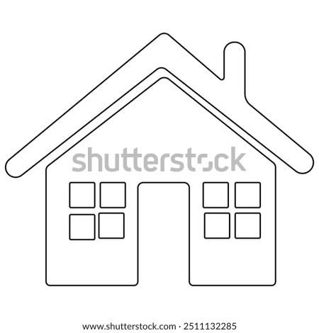 House single line art, continuous one line drawing of  Isolated outline vector art 
