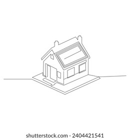 House single line continuous outline vector art drawing and simple one line home minimalist design