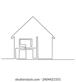 Diseño de diseño simple y minimalista del hogar de una sola línea de contorno continuo del dibujo de vectores