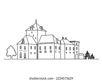 House single-line art drawing continues line vector illustration