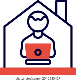 House Sitting Line Red Filled Vector Icon Design