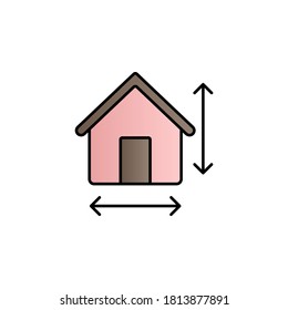 House, size, arrows color gradient vector icon