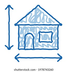 House Size Height And Width sketch icon vector. Hand drawn blue doodle line art isolated symbol illustration