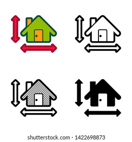 House Size Icon In Different Color And Style