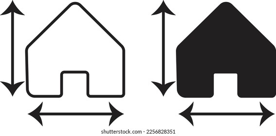 house size icon simple trendy flat style line and solid Isolated vector illustration on white background. For apps, logo, websites, symbol , UI, UX, graphic and web design. EPS 10.