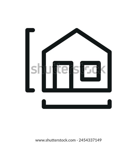 House size isolated icon, house dimensions vector symbol with editable stroke
