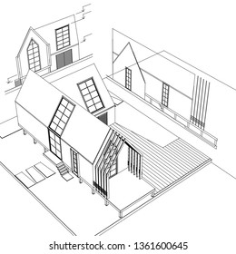 house sketch 3d illustration