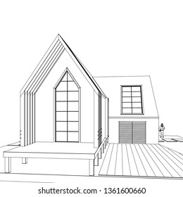 house sketch 3d illustration