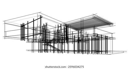 House sketch 3d rendering design