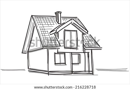 House Sketch Stock Vector (Royalty Free) 216228718 - Shutterstock