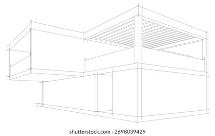 Haus Skizze architektonische 3D-Rendering