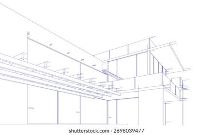 Haus Skizze architektonische 3D-Rendering